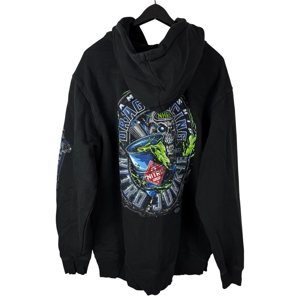 Mens Y2K NHRA Nitro Junkie Drag Racing Car Enthusiasts Hoodie Size 2XL